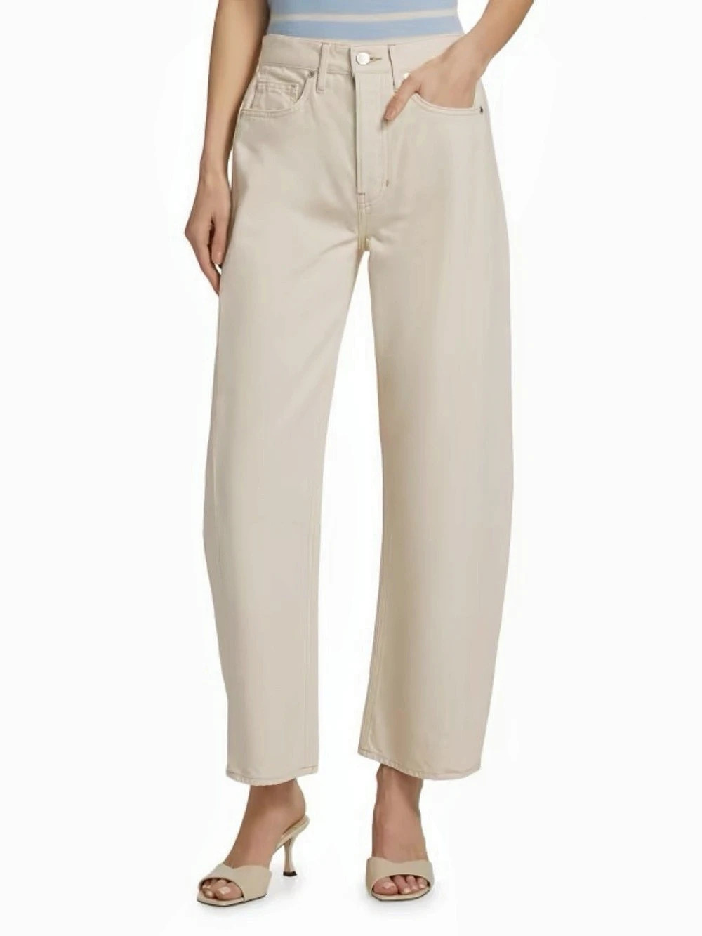 Veronica Beard Ryder Saddle Ankle Jeans in Cream